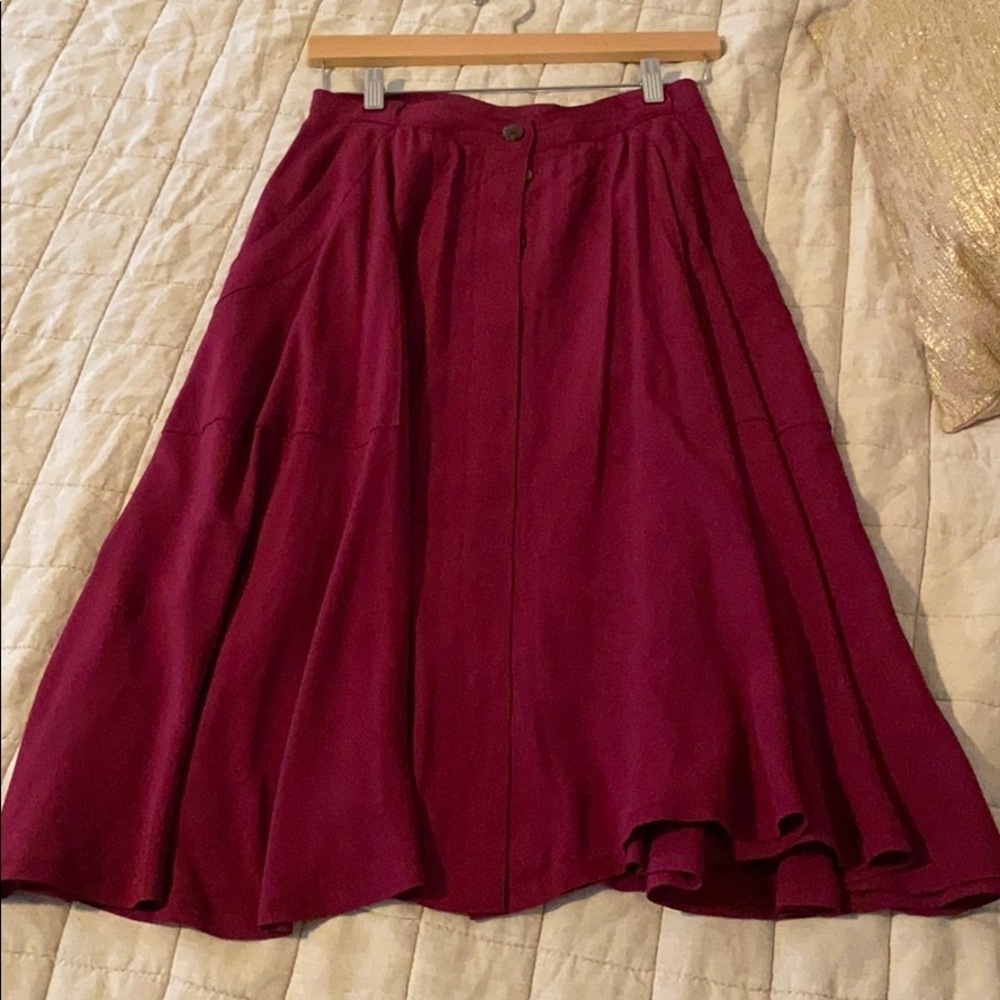 Madewell / button down midi Burgundy A-Line Skirt 2